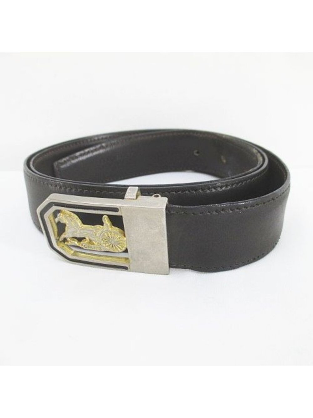 Celine Vintage Belt Leather Brown Top Type Buckle